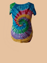 Women's Gildan Tee/ rainbow swirl#2