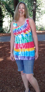 "Rainbow stripes" Tye dye Women's tank top