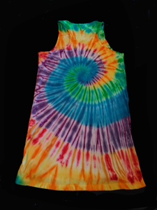 Women's Racer-back Tie dye Tank top dress/ rainbow swirl